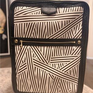Rare Henri Bendel centennial striped rolling suitcase